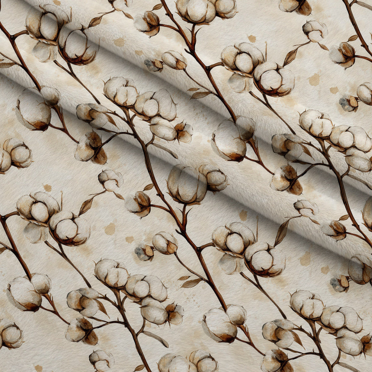 Ivory Boll Harvest Pattern 12 Minky Fabric