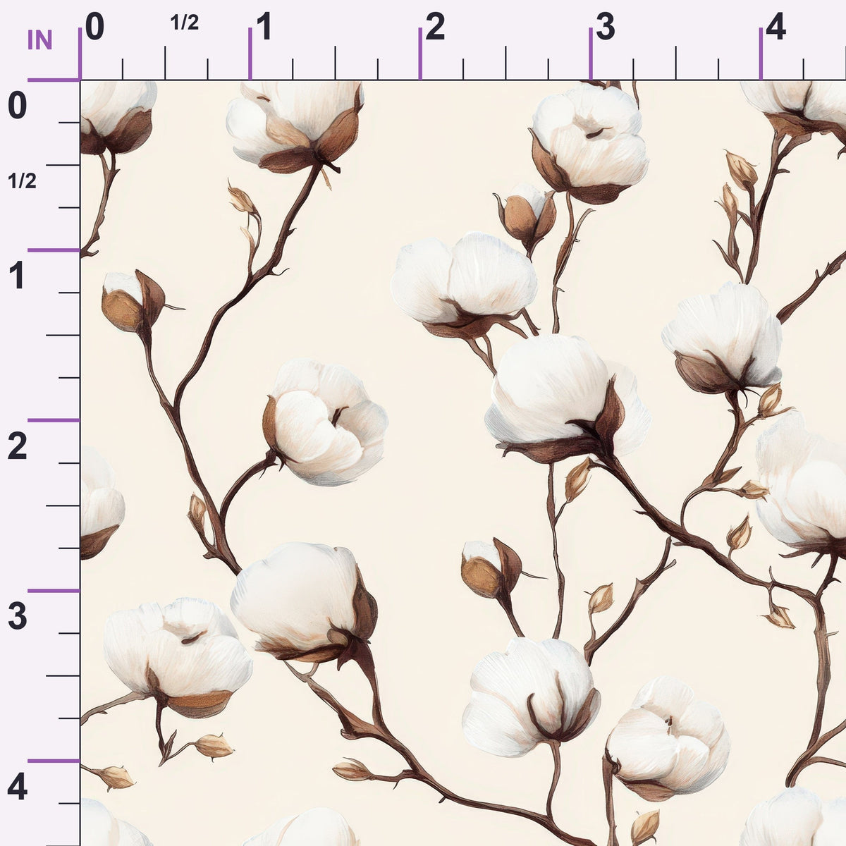 Ivory Boll Harvest Pattern 9 Minky Fabric