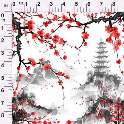 Japanese Cherry Blossoms 5 Minky Fabric
