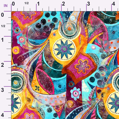 Jeweled Batik Paisley Pattern 4 Minky Fabric