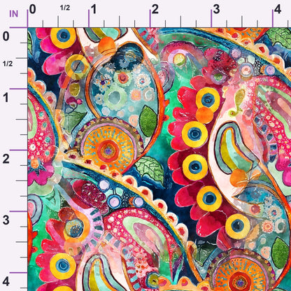 Jeweled Batik Paisley Pattern 8 Minky Fabric