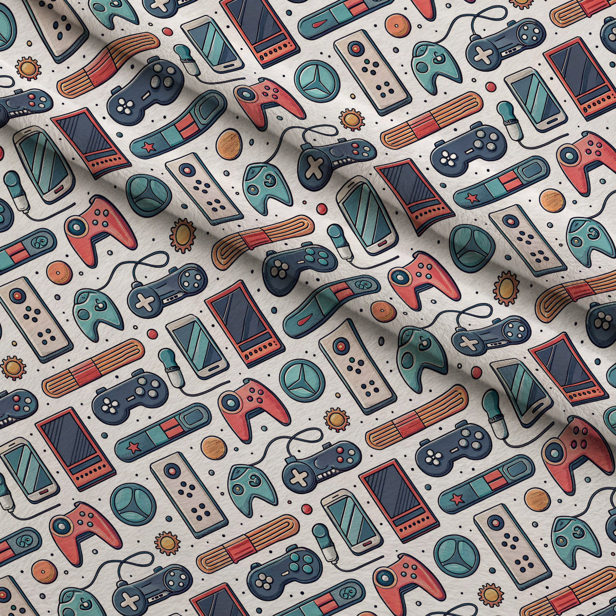 Joystick Doodles Pattern 10 Minky Fabric