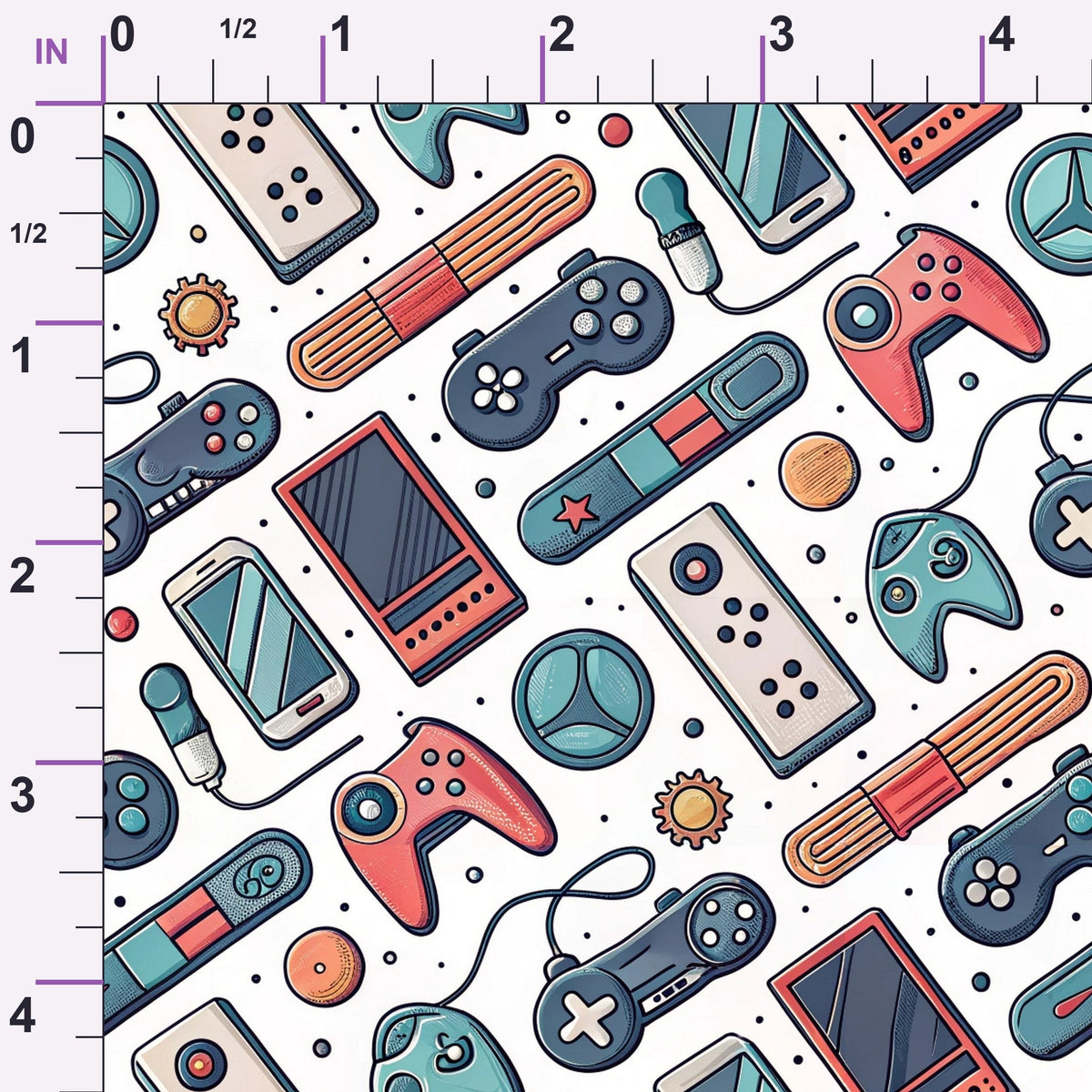 Joystick Doodles Pattern 10 Minky Fabric