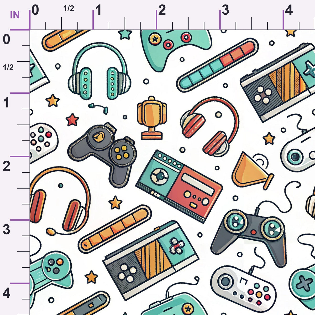 Joystick Doodles Pattern 2 Minky Fabric