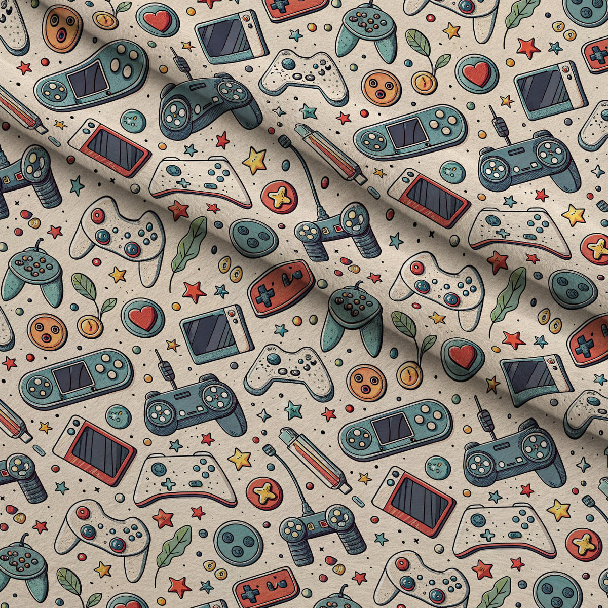 Joystick Doodles Pattern 3 Minky Fabric