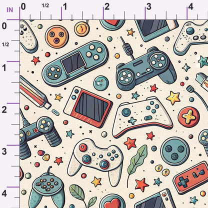 Joystick Doodles Pattern 3 Minky Fabric