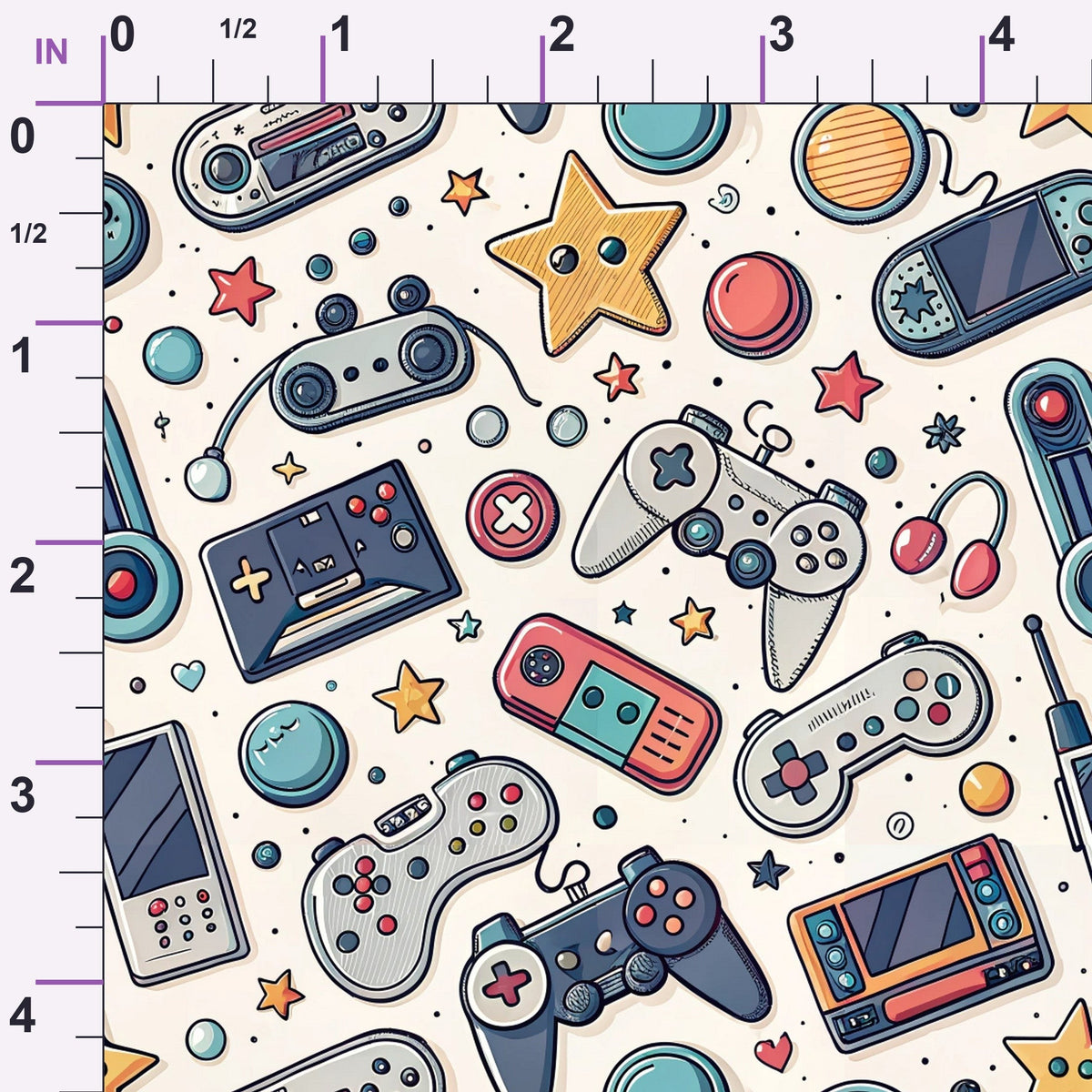 Joystick Doodles Pattern 5 Minky Fabric