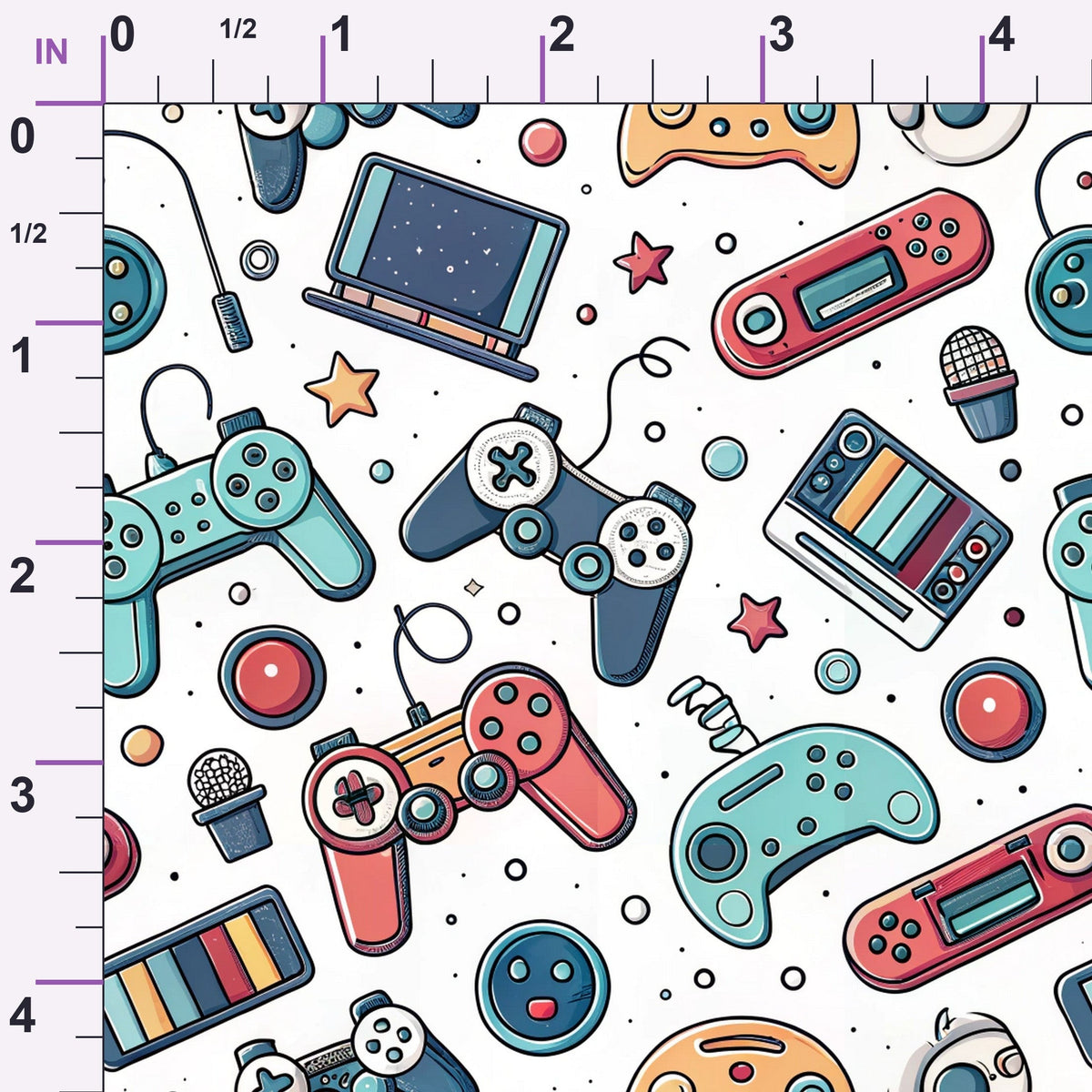 Joystick Doodles Pattern 7 Minky Fabric