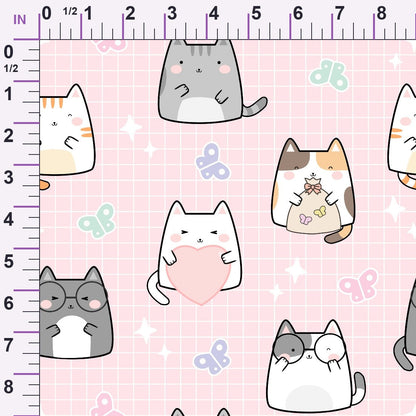 Kawaii Kitty Garden Pattern 1 Minky Fabric