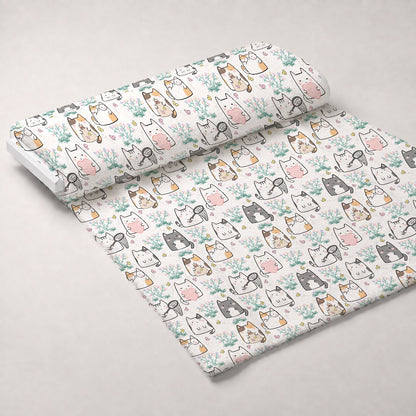 Kawaii Kitty Garden Pattern 14 Minky Fabric