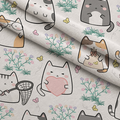 Kawaii Kitty Garden Pattern 14 Minky Fabric