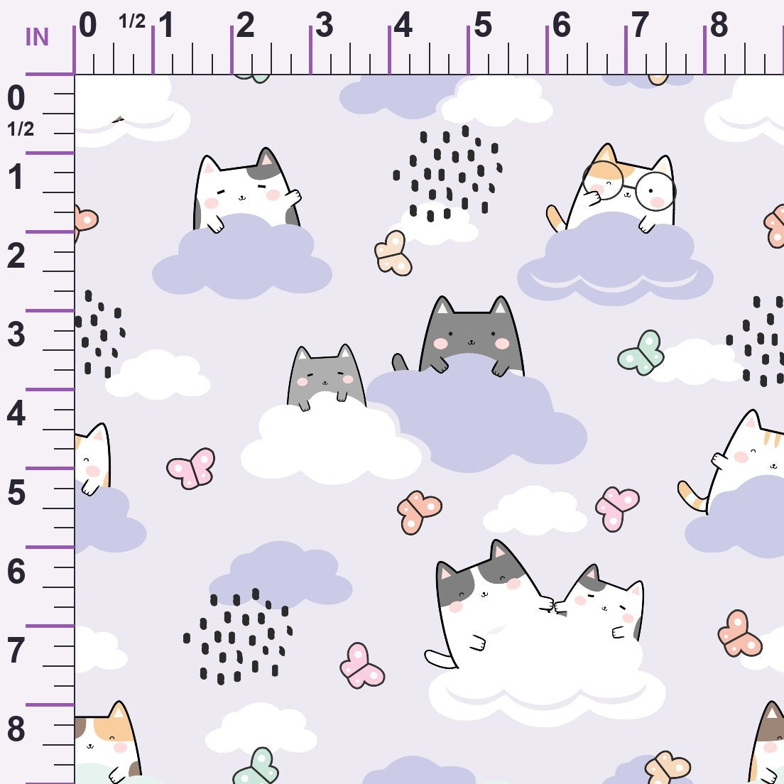 Kawaii Kitty Garden Pattern 4 Minky Fabric