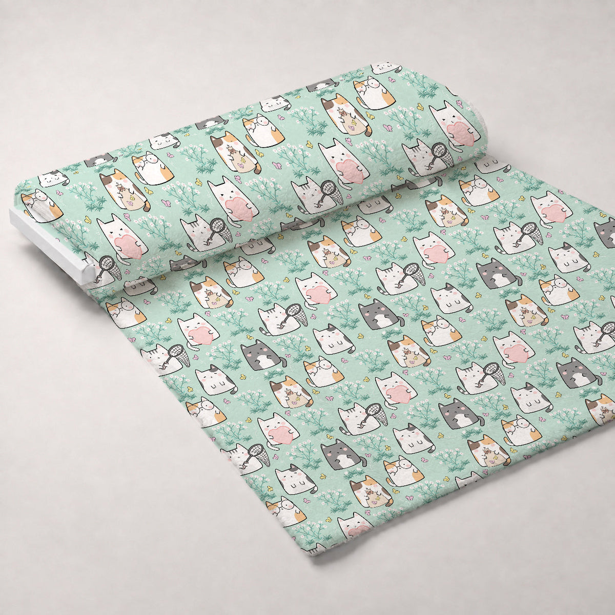 Kawaii Kitty Garden Pattern 8 Minky Fabric