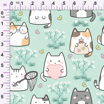 Kawaii Kitty Garden Pattern 8 Minky Fabric