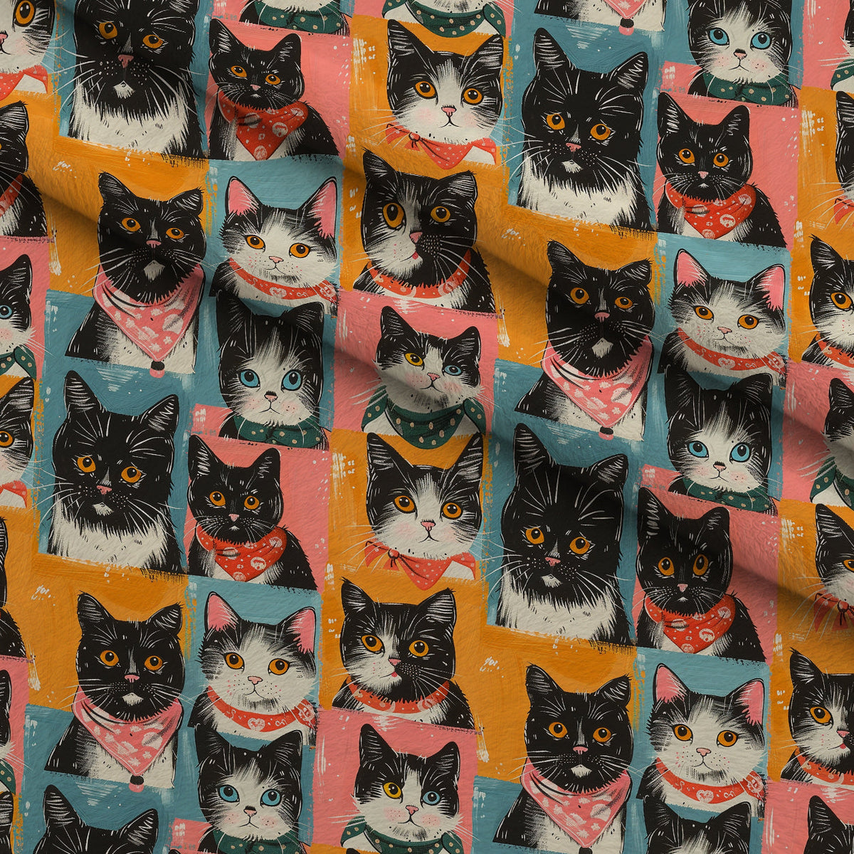 Kerchief Kittens Pattern 2 Minky Fabric