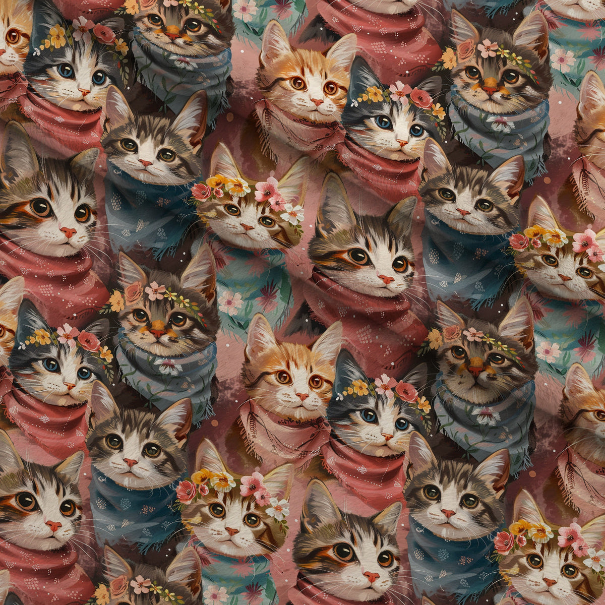 Kerchief Kittens Pattern 8 Minky Fabric