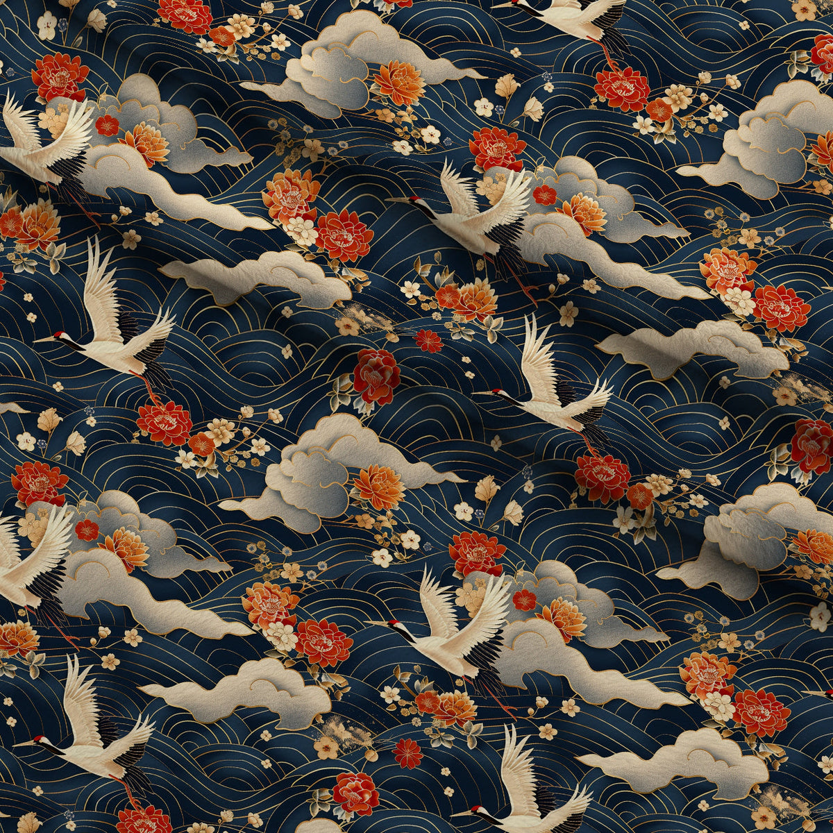 Kimono Clouds Pattern 2 Minky Fabric