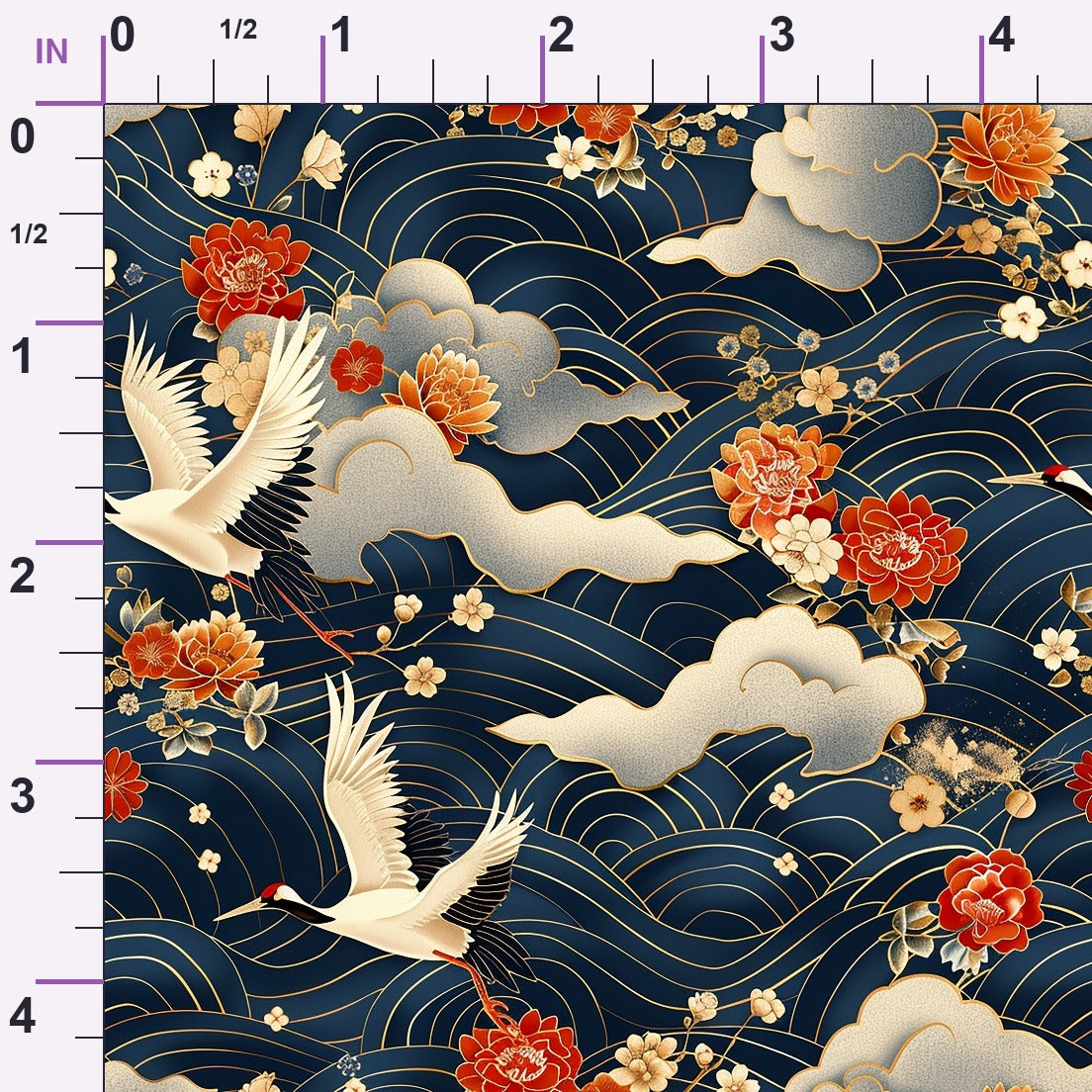 Kimono Clouds Pattern 2 Minky Fabric