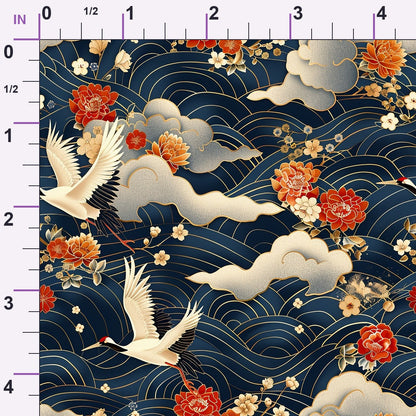 Kimono Clouds Pattern 2 Minky Fabric