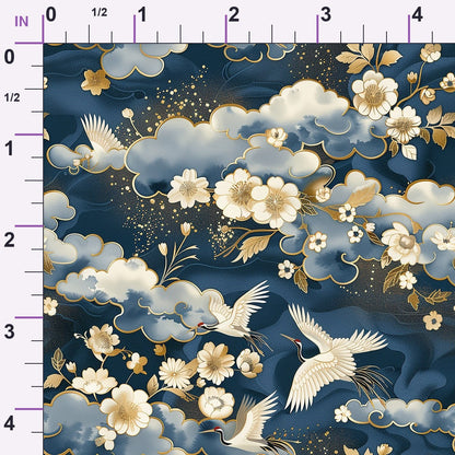 Kimono Clouds Pattern 3 Minky Fabric