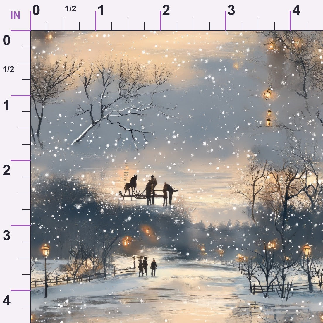 Lamplight Snowfall Pattern 1 Minky Fabric