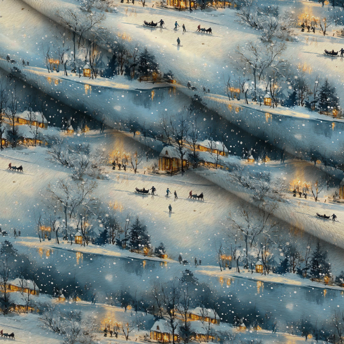 Lamplight Snowfall Pattern 2 Minky Fabric