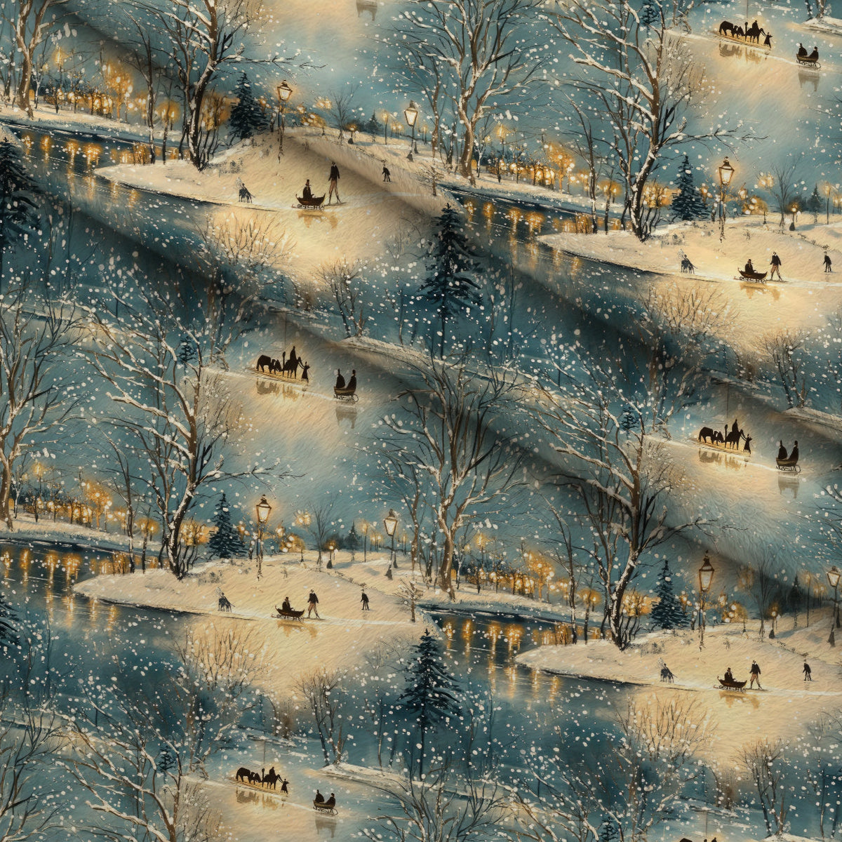 Lamplight Snowfall Pattern 3 Minky Fabric