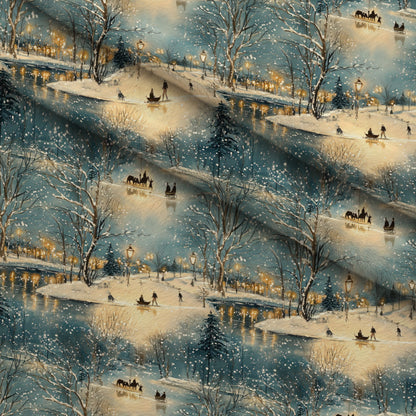 Lamplight Snowfall Pattern 3 Minky Fabric