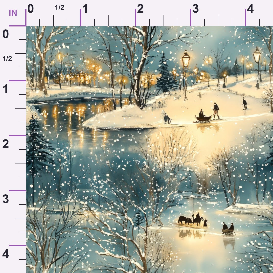 Lamplight Snowfall Pattern 3 Minky Fabric
