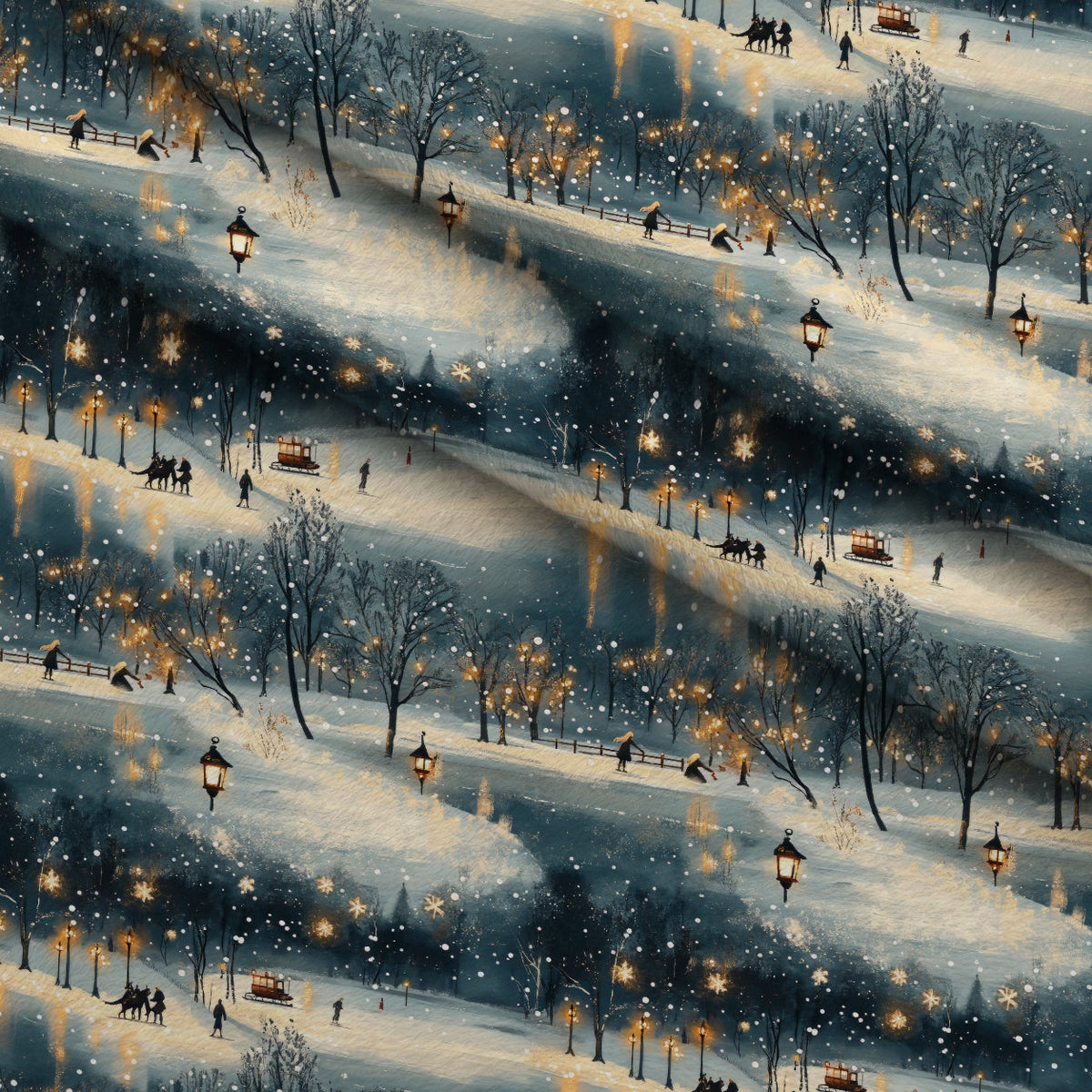 Lamplight Snowfall Pattern 4 Minky Fabric