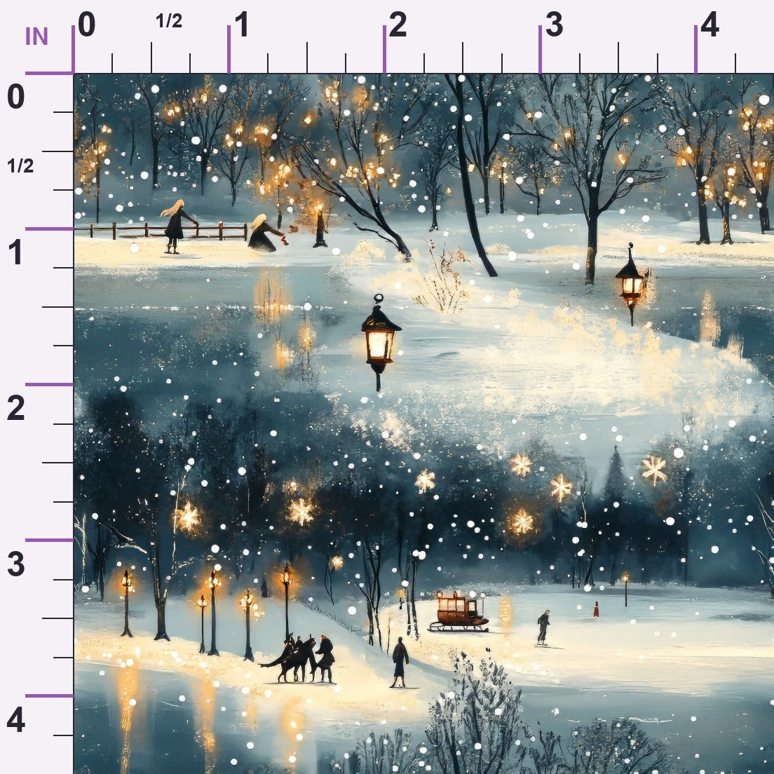 Lamplight Snowfall Pattern 4 Minky Fabric