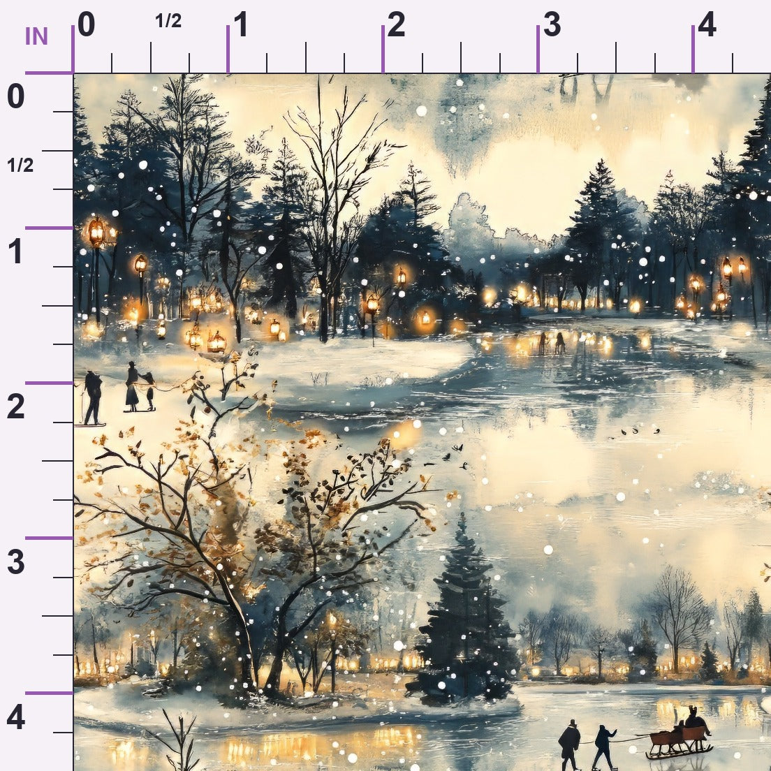 Lamplight Snowfall Pattern 5 Minky Fabric