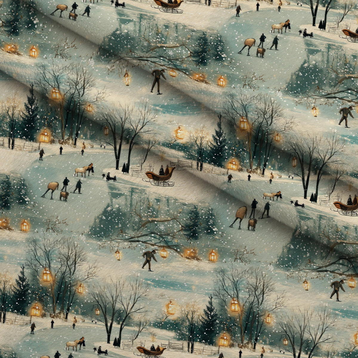 Lamplight Snowfall Pattern 6 Minky Fabric