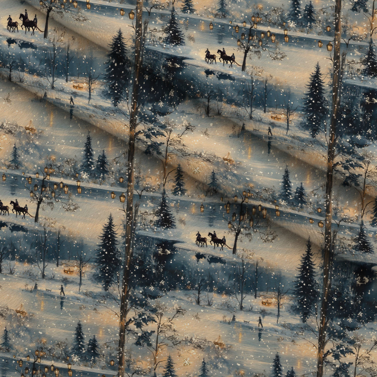 Lamplight Snowfall Pattern 7 Minky Fabric