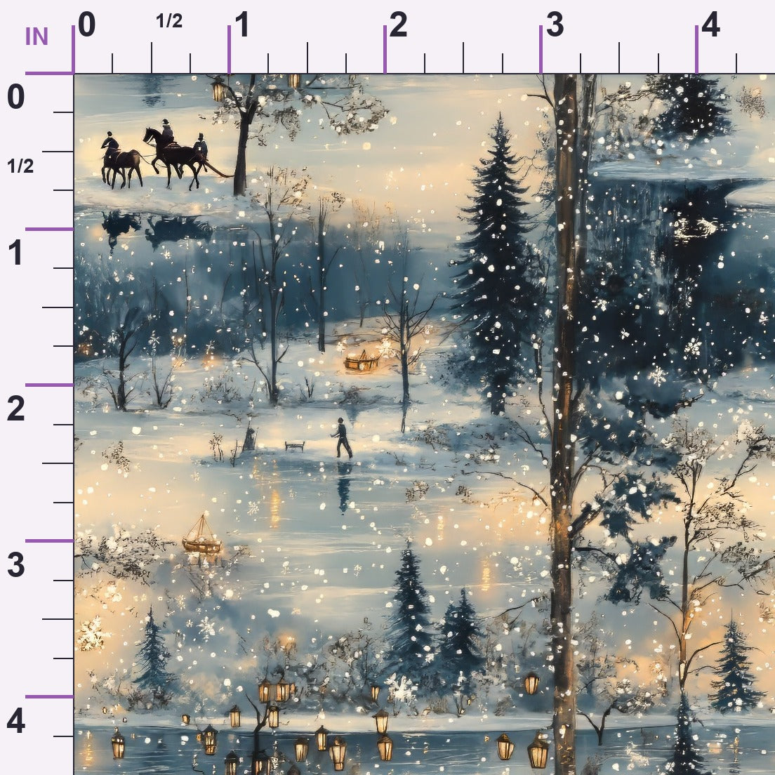 Lamplight Snowfall Pattern 7 Minky Fabric