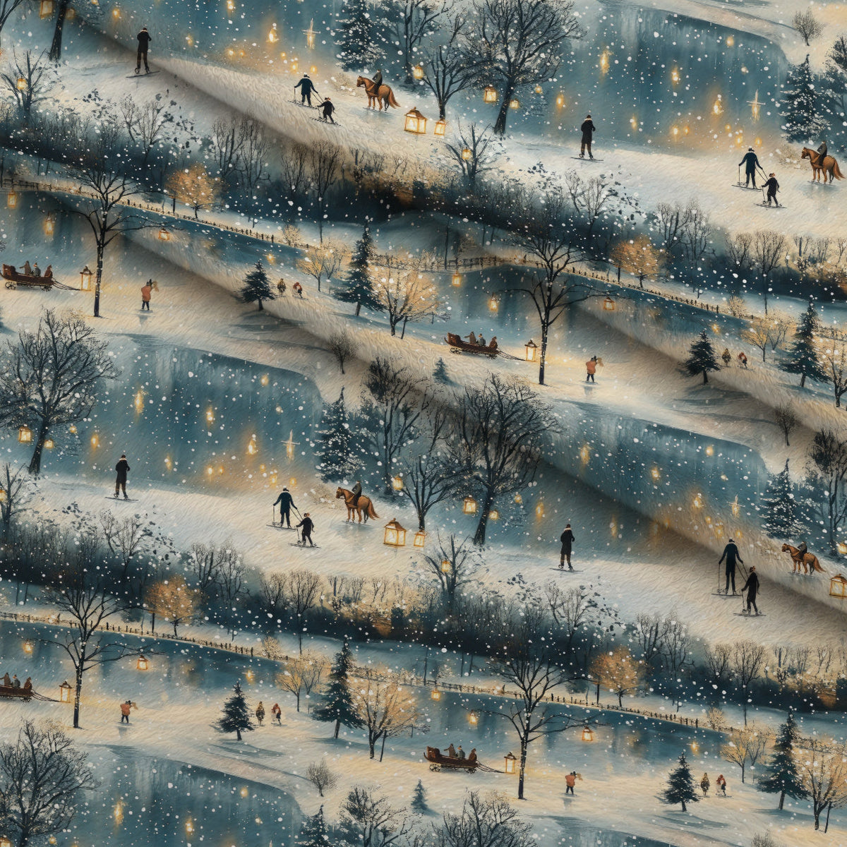 Lamplight Snowfall Pattern 8 Minky Fabric