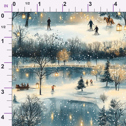 Lamplight Snowfall Pattern 8 Minky Fabric