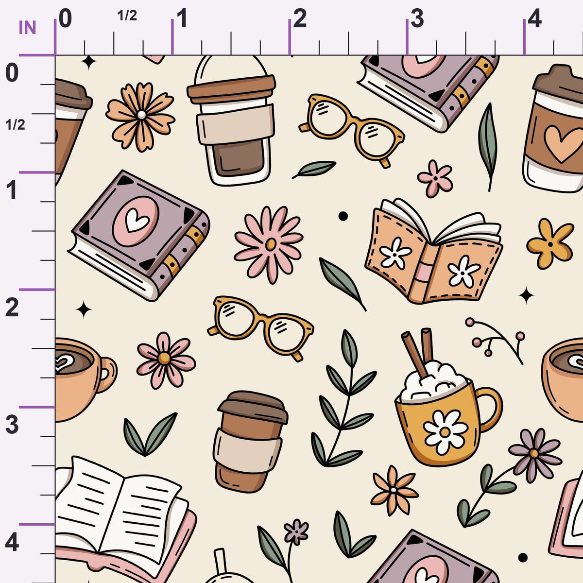 Latte Library Pattern 1 Minky Fabric
