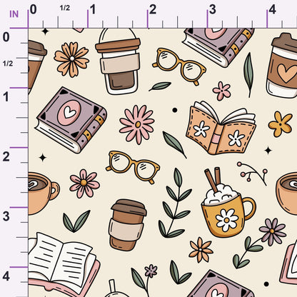 Latte Library Pattern 1 Minky Fabric