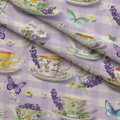 Lavender Teacups Pattern 10 Minky Fabric