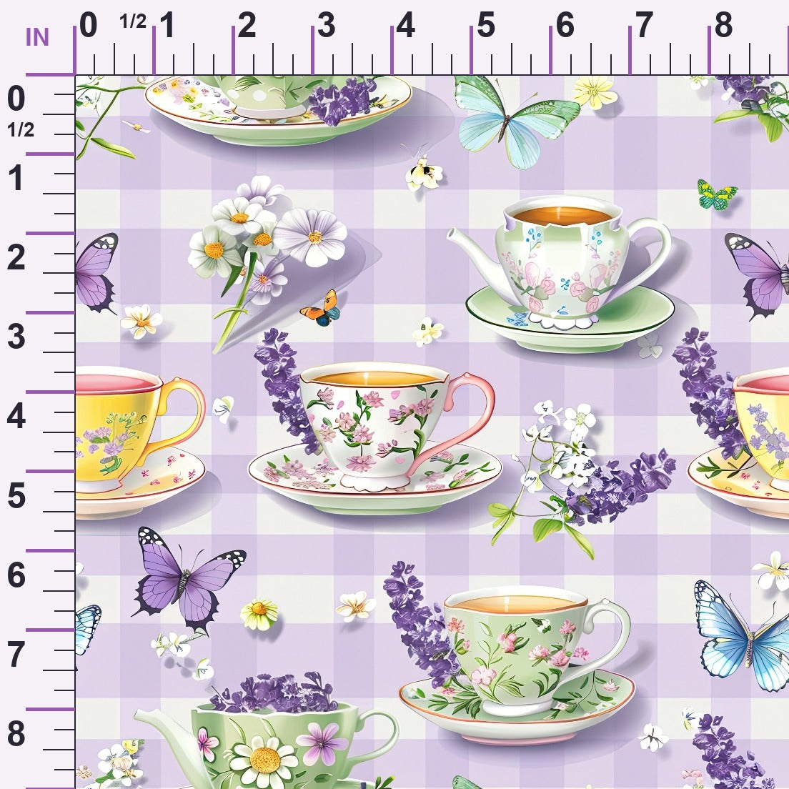 Lavender Teacups Pattern 10 Minky Fabric