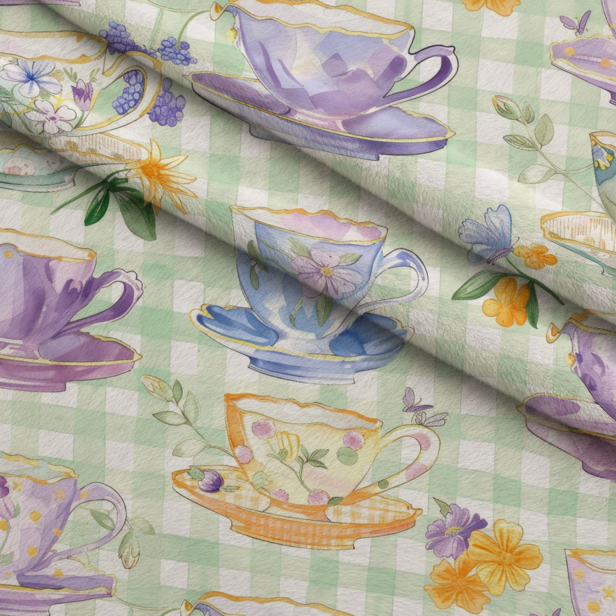 Lavender Teacups Pattern 11 Minky Fabric