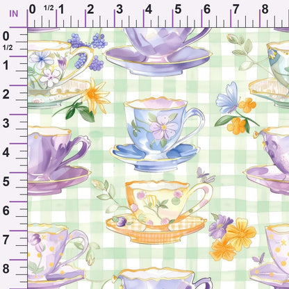 Lavender Teacups Pattern 11 Minky Fabric
