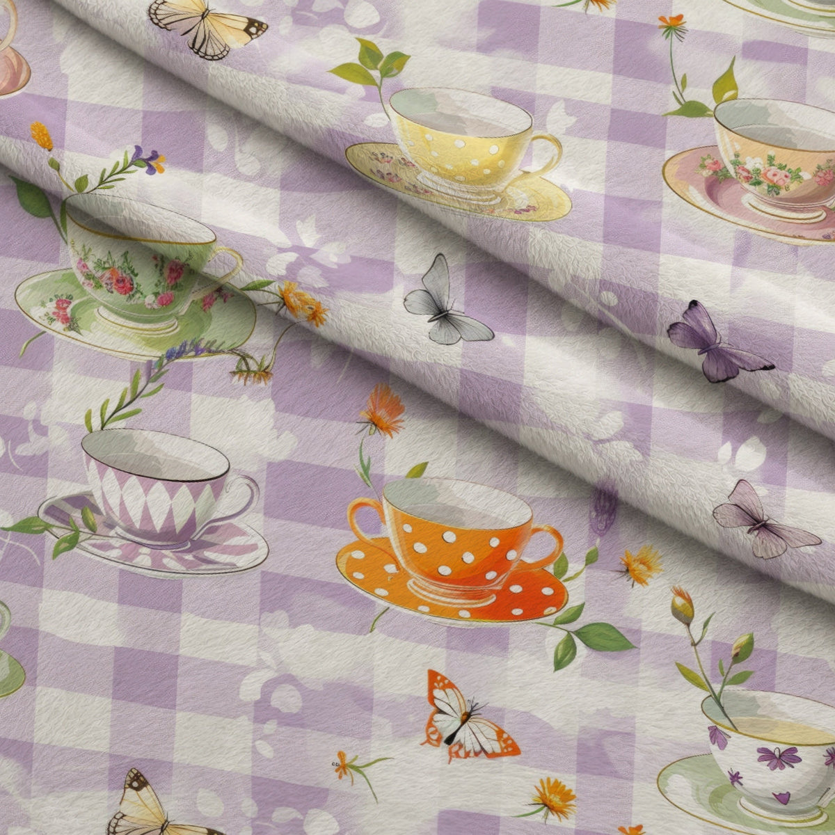 Lavender Teacups Pattern 12 Minky Fabric