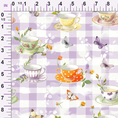 Lavender Teacups Pattern 12 Minky Fabric
