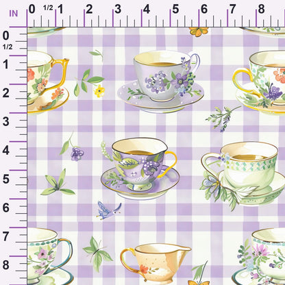 Lavender Teacups Pattern 2 Minky Fabric