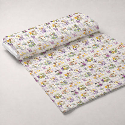 Lavender Teacups Pattern 3 Minky Fabric