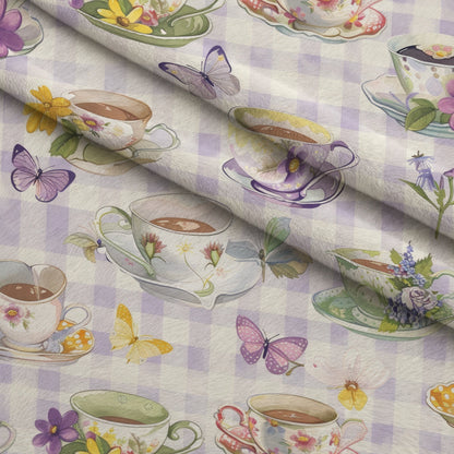 Lavender Teacups Pattern 3 Minky Fabric