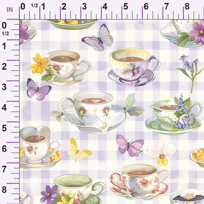 Lavender Teacups Pattern 3 Minky Fabric