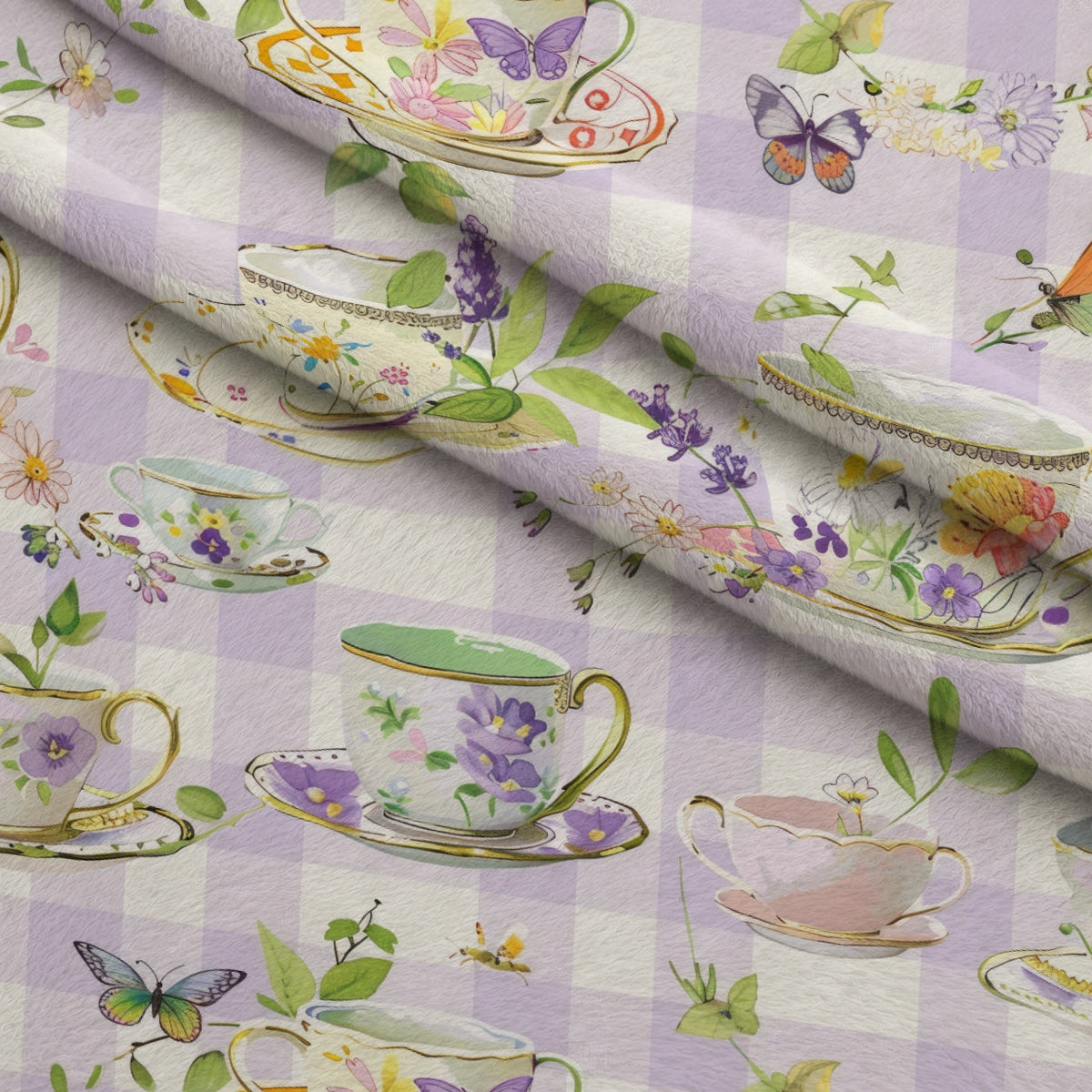 Lavender Teacups Pattern 4 Minky Fabric